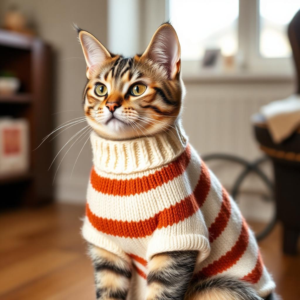 Suéter de rayas para gato